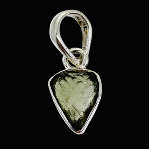 Moldavite 8.88ct Sterling Silver Heart Pendant | 3/4" Long | Green | 1 Pendant |