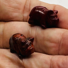 Load image into Gallery viewer, Piggies 2 Carved Brecciated Jasper Pig Beads | 23x16x11mm | Red
