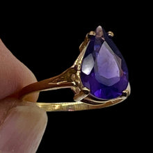 Load image into Gallery viewer, Amethyst Pear Cur 10K Yellow Gold Ring | Size 6.75 | Purple | 1 Ring |
