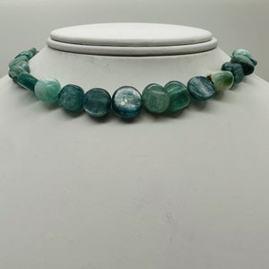 Kyanite Polished Rounded Nugget 8" Strand | 10x10x6mm | Green, Silver| 22 Beads|