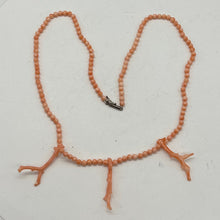 Load image into Gallery viewer, AAA Natural Salmon Branch Coral &amp; Sterling Silver 18 inch Necklace 202600
