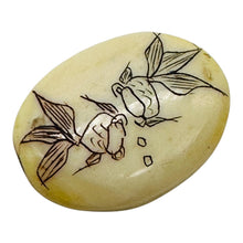 Load image into Gallery viewer, Flower Scrimshaw Oval Pendant Bead | 19x14x7mm | Red, Tan | 1 Bead |

