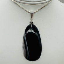 Load image into Gallery viewer, Sardonyx Large Designer Teardrop Sterling Silver Pendant | 3&quot; Long| Black.White|
