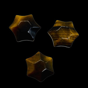 3 Twinkling Carved Tiger Eye 6-Point Star Beads 9245Te