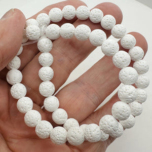 Lava Stone Round Beads 16" Strand | 8mm | White | 46 Beads |