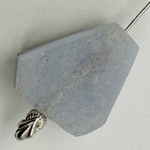 Chalcedony Druzy 29ct Designer Cut Pendant Bead| 33x28x6mm|Blue | 1 Pendant Bead