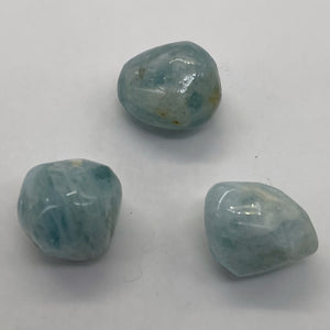 Aquamarine Smooth Nugget Bead Parcel | 19x16x16 - 18x19x17mm | Blue | 3 Beads |