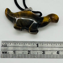 Load image into Gallery viewer, Tiger Eye Diplodocus Dinosaur Pendant | 3/4&#39; Long | Bronze | 1 Pendant Necklace|
