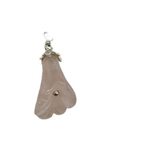 Load image into Gallery viewer, Lily! Hand Carved Rose Quartz Flower Solid Sterling Silver Pendant | 1&quot; Long |
