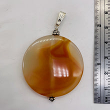 Load image into Gallery viewer, Carnelian 2&quot; Long Round Pendant | 40mm (Carnelian) | Orange White | 1 Pendant |
