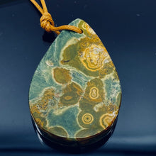 Load image into Gallery viewer, Druzy Ocean Jasper Pendant Teardrop | 50x33x8mm | Green Yellow | 1 Bead
