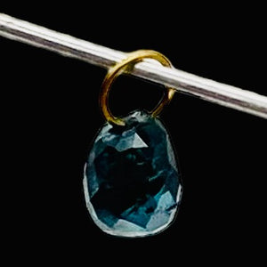 Diamond .35ct Briolette 14K Pendant | 4x3x3mm | Blue | 1 Pendant Bead |