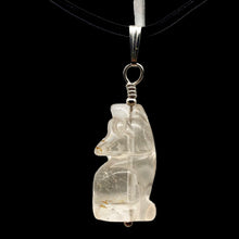 Load image into Gallery viewer, New Moon! Clear Quartz Wolf 925 Sterling Silver Pendant
