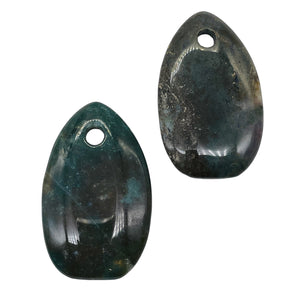 Hand Carved Bloodstone Pendant Bead | Green Red | 54x33x6mm (4.5mm hole)1 Bead |