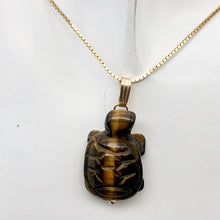 Load image into Gallery viewer, Tiger's Eye Turtle Pendant Necklace|Semi Precious Stone Jewelry|14k Pendant
