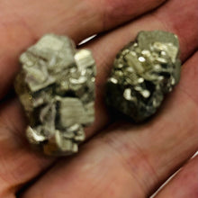 Load image into Gallery viewer, Pyrite Crystal Nugget Beads | 28x19x15mm to 29x17x16mm | Silver Gold | 2 Beads |
