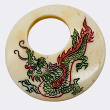 Load image into Gallery viewer, Dragon Round Pendant Bead | 35x4mm | Red White Green | 1 Bead |
