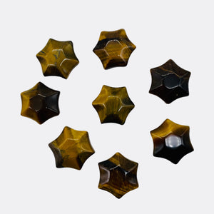 3 Twinkling Carved Tiger Eye 6-Point Star Beads 9245Te