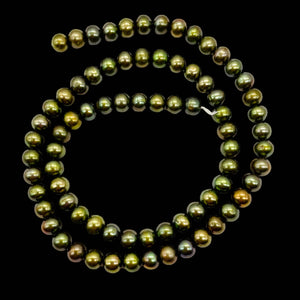 Fresh Water Pearls Round 16" Strand | 6mm | Iridescent Olive | 74 Pearls |