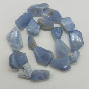 Drusy Blue Chalcedony 100g Quadrilateral Strand| 35x22 to 22x19mm | Blue, White|