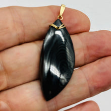 Load image into Gallery viewer, Psilomelane AAA with Spakling Crystals Marquise Pendant | 48x20x8mm | Black |
