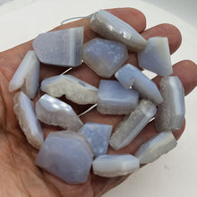 Load image into Gallery viewer, Drusy Blue Chalcedony 136g Quadrilateral Strand | 31x20 to 21x17mm| Blue, White|
