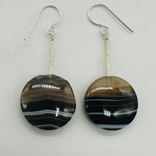 Load image into Gallery viewer, Fluorite Striped Dangle Sterling Earrings | 2" Long | Purple, Orange | 1 Pair |
