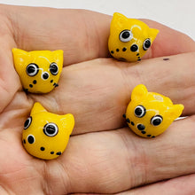 Load image into Gallery viewer, Kitty Cat Ceramic Round Beads | 15mm | Butterscotch Yellow | 4 Beads |
