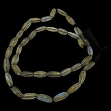 Load image into Gallery viewer, Natural Blue Flash Labradorite Flat Oval Bead Strand 16" 49 Beads Canada
