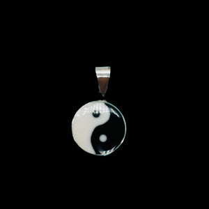 Ying Yang Sterling Silver Round Pendant | 7/8" Long | Black, White | 1 Pendant |
