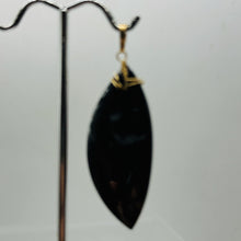 Load image into Gallery viewer, Psilomelane AAA with Spakling Crystals Marquise Pendant | 48x20x8mm | Black |
