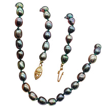 Load image into Gallery viewer, Fab Blue Peacock Freshwater Pearl &amp; 14Kgf 26 inches Strand/String Necklace 9811

