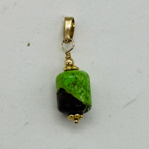 Gaspeite AAA 14K Gold Filled Pendant | 3/4" Long | Green, Brown |