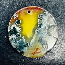 Load image into Gallery viewer, Limbcast Moss Agate Disc Pendant Bead | 33x2mm | Orange, White | 1 Bead |
