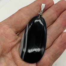 Load image into Gallery viewer, Sardonyx Large Designer Teardrop Sterling Silver Pendant | 3&quot; Long| Black.White|
