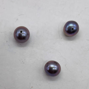 3 Spectacular Natural Forget-Me-Not Hued 6.5mm Freshwater Pearls 003079