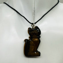 Load image into Gallery viewer, Tiger Eye Stone Kitty Cat Pendant Necklace | 1 1/2&quot; Long | Bronze |
