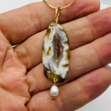 Load image into Gallery viewer, Druzy Agate Slice Designer 14kgf Pendant | 2 1/2" Long | Druzy Agate Crystal |
