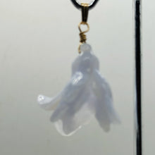 Load image into Gallery viewer, Blue Chalcedony Druzy Carved Flower Bead 14Kgf Pendant | 1 3/4&quot; Long | Blue |
