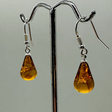 Load image into Gallery viewer, Amber Teardrop Dangle Sterling Silver Earrings | 1" Long | Amber | 1 Pair |

