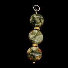 Load image into Gallery viewer, Raintree Rhyolite Jasper 14KGF Dangle Pendant | 2&quot; Long | Green, Pink |
