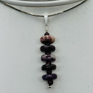 Natural Purple Lepidolite Dangle Sterling Silver Pendant | 1 1/2" Long |