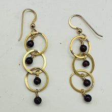Load image into Gallery viewer, Rhodolite Garnet Dangling 14K Gold Filled Earrings | 2 inches long |
