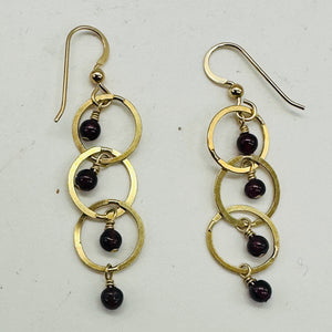 Rhodolite Garnet Dangling 14K Gold Filled Earrings | 2 inches long |