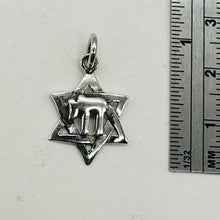Load image into Gallery viewer, Star of David and Chai Sterling Silver Pendant Charm 1&quot; Long| Silver| 1 Pendant|
