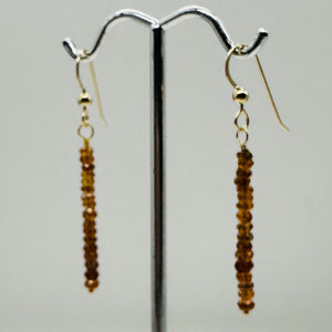 Sapphire Faceted Rondelle 14K Gold Filled Earrings| Pumpkin Orange| 1 1/2" Long|