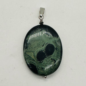 Exotic Kambaba Jasper Oval Sterling Silver Pendant | 2 1/4" Long | 1 Bead |