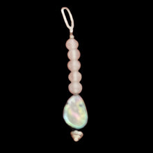 Load image into Gallery viewer, Pearl and Rose Quartz Sterling Silver Drop Pendant | 1 1/2&quot; Long | Rainbow |
