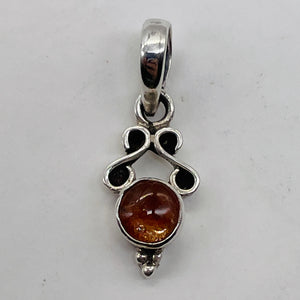 Amber Sterling Silver Bezel Set Pendant | 3/4" Long | Amber | 1 Pendant |