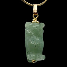 Load image into Gallery viewer, Aventurine Owl Pendant Necklace | Semi Precious Stone Jewelry | 14k gf Pendant
